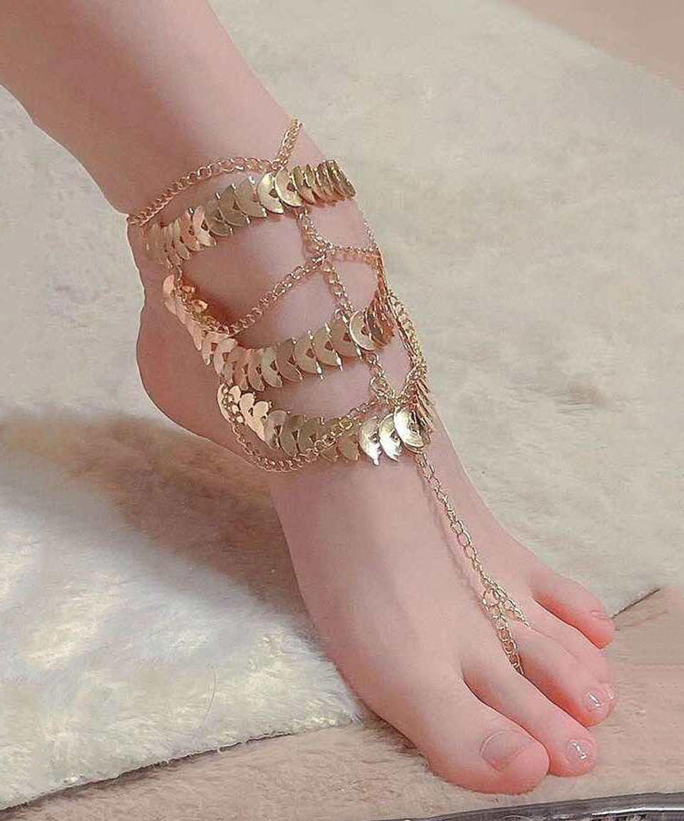 Fine Gold Sterling Silver Overgild Tassel Anklets QD019