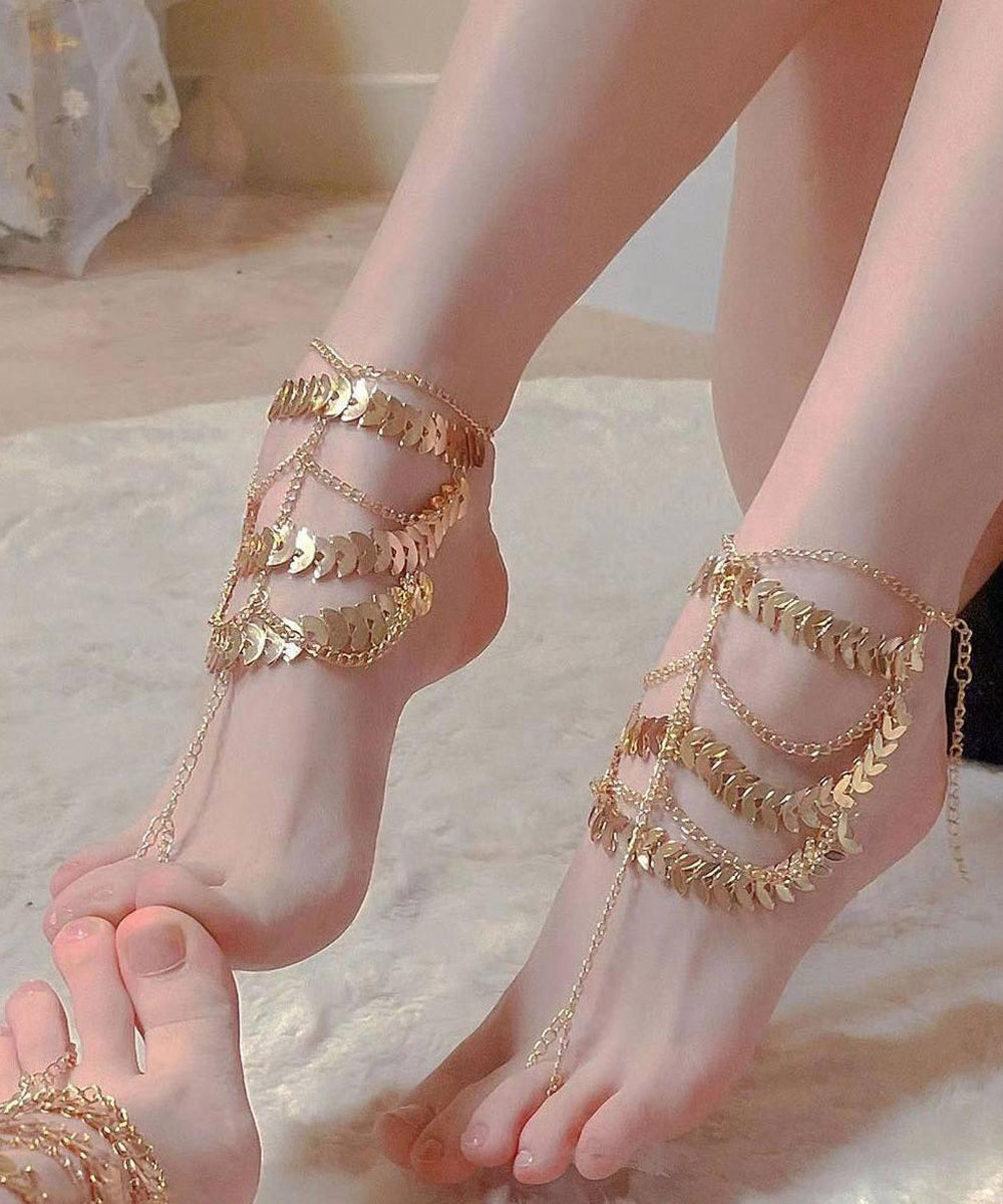 Fine Gold Sterling Silver Overgild Tassel Anklets QD019