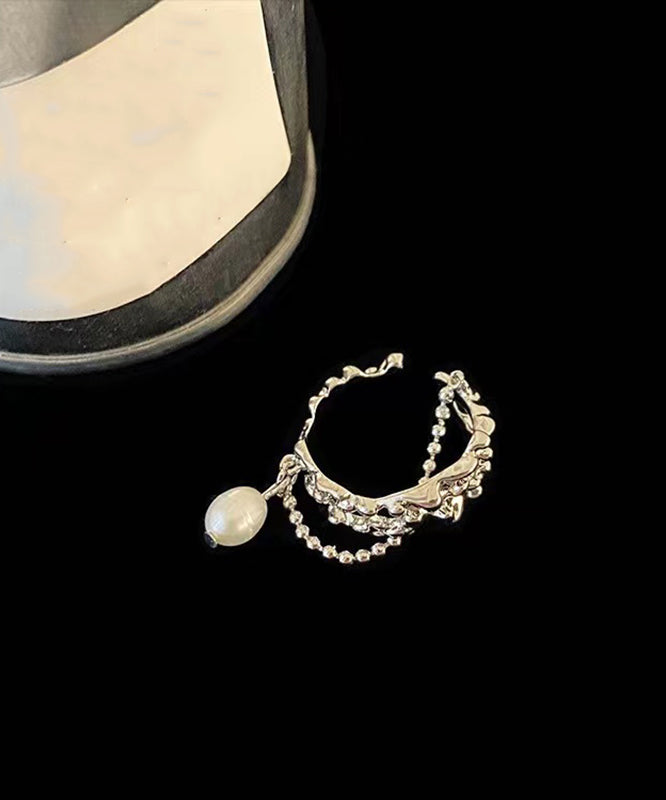 Pearl Metal Tassel Set Two-Piece Rings Fine