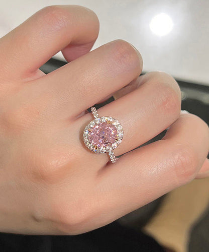 Fine Pink Copper Zircon Egg Shaped Rings QI064