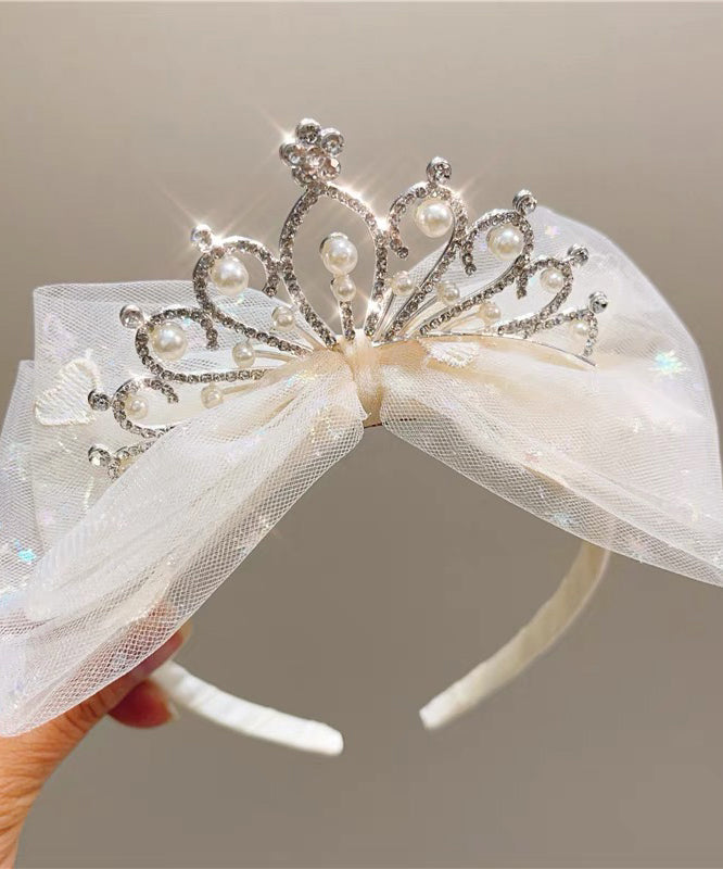 Épingle à cheveux pour fille en tulle rose fin avec nœud patchwork et perles et zircons YG034