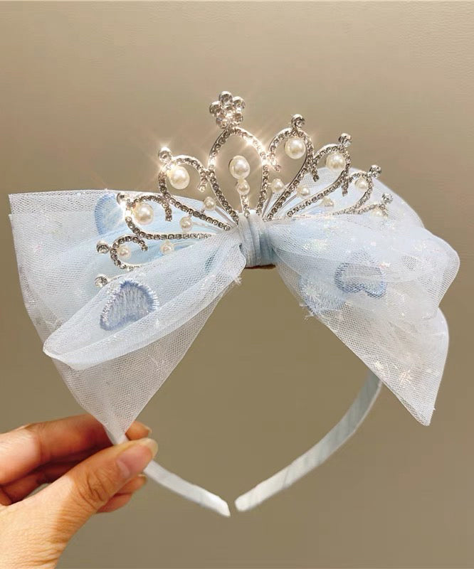 Épingle à cheveux pour fille en tulle rose fin avec nœud patchwork et perles et zircons YG034