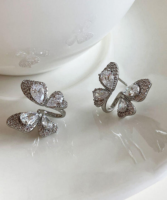 Silk Stud Fine Butterfly Zircon Alloy Copper Earrings
