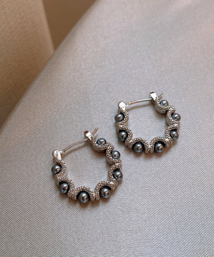 Fine Silk Sterling Silver Pearl Hoop Earrings RB025