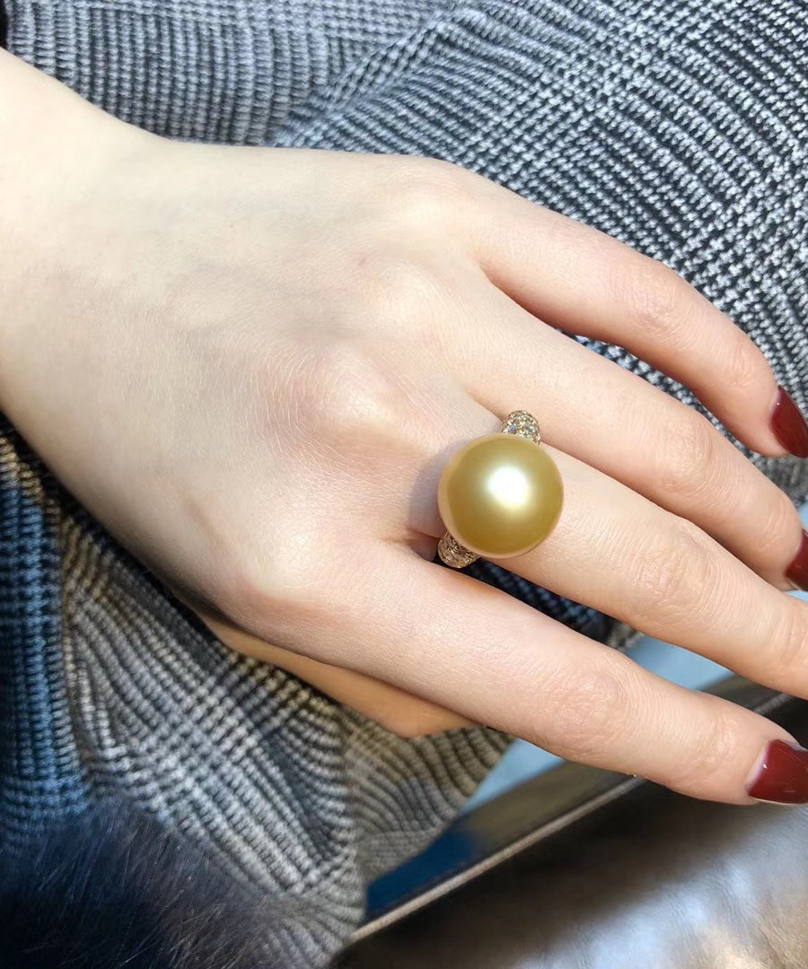 Fine White 14K Overgild Gold Pearl Rings QI050