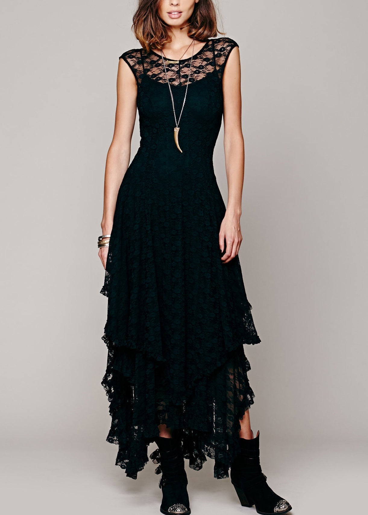 Robe longue asymétrique en dentelle ajourée, coupe ajustée, rose, été, TH051