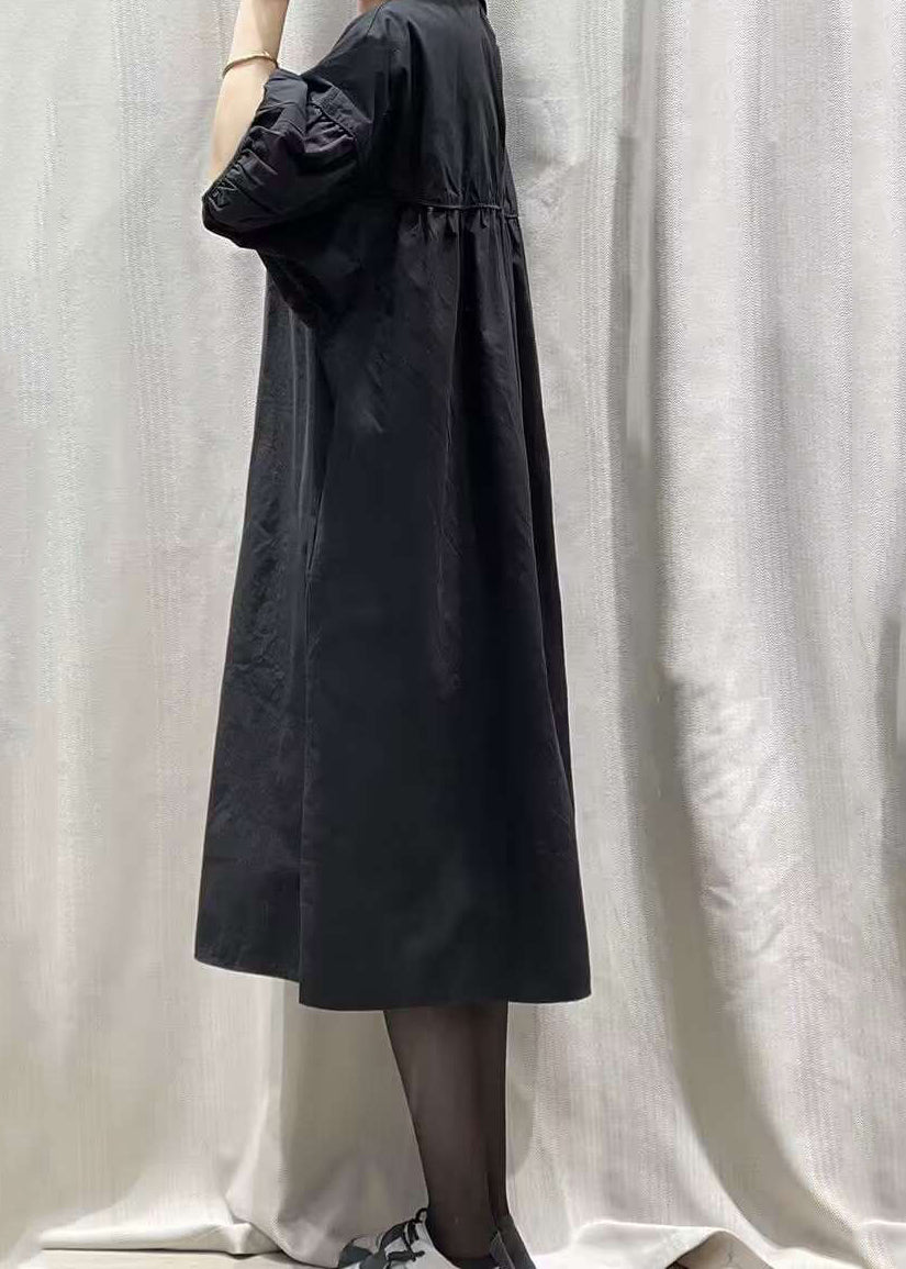 Robe longue patchwork noire à col rond pour l'été GH1010