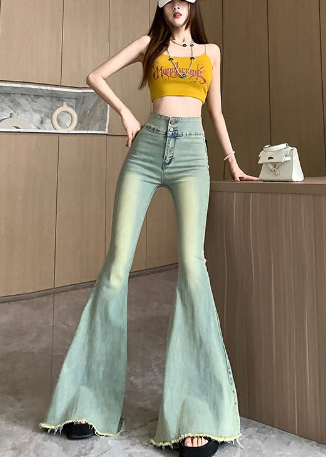 Französische blaue Schlaghose aus Denim mit hoher Taille, Frühling YP028