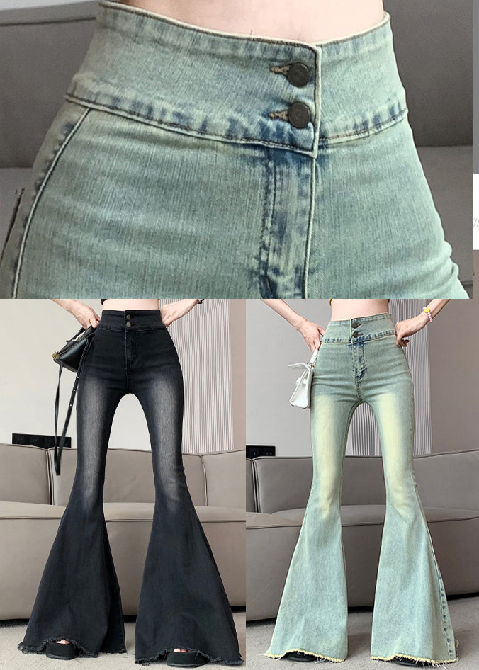 Französische blaue Schlaghose aus Denim mit hoher Taille, Frühling YP028