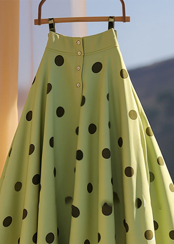 Grüner französischer Rock mit Punktmuster, Sommerlinie, Chiffon