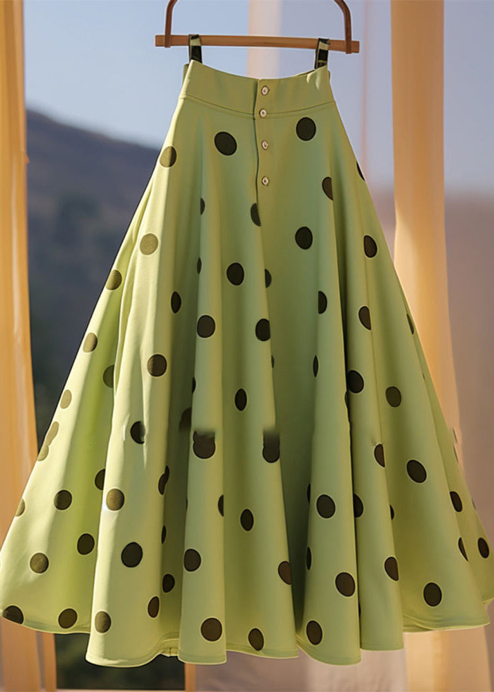 Grüner französischer Rock mit Punktmuster, Sommerlinie, Chiffon