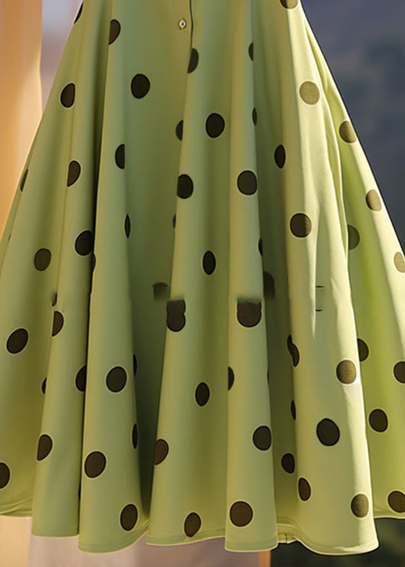 Grüner französischer Rock mit Punktmuster, Sommerlinie, Chiffon