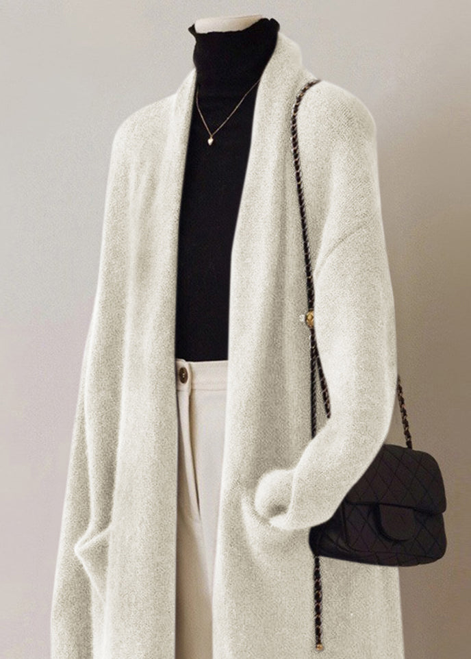 Cardigan en laine vert français à col en V et poches Automne RS046