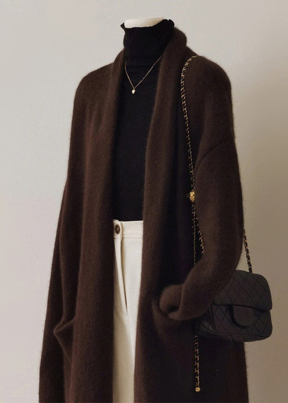 Cardigan en laine vert français à col en V et poches Automne RS046