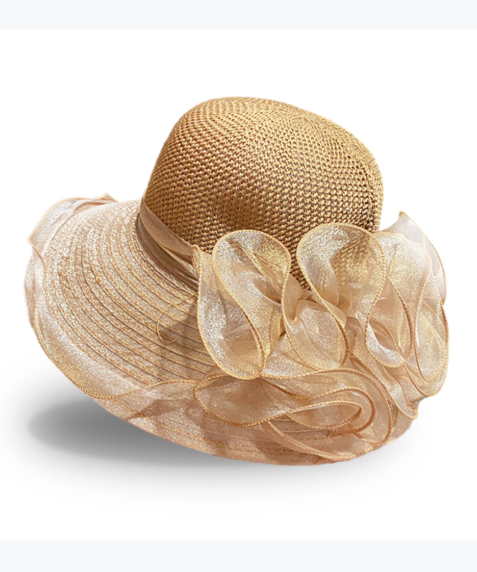 French Navy Organza Lace Breathable Bucket Hat Summer YU1023