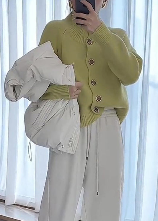 French Pink Hign Neck Button Knit Cardigan Spring YY033