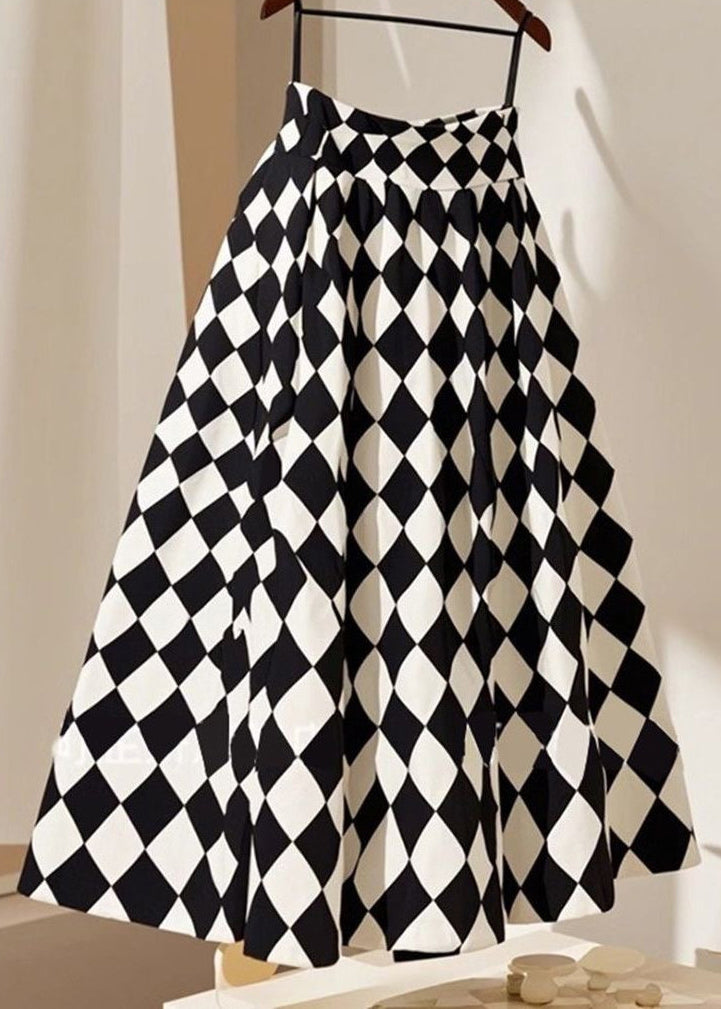 Linie Baumwolle Sommer Französisch Plaid EINE Taille Hohe röcke