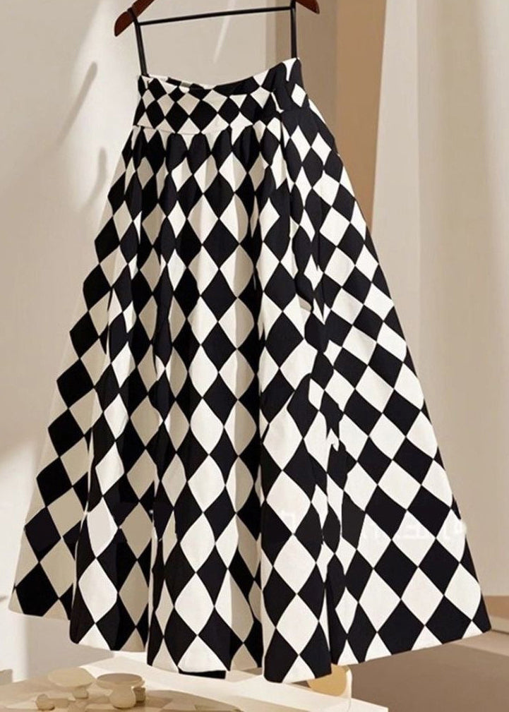 Linie Baumwolle Sommer Französisch Plaid EINE Taille Hohe röcke