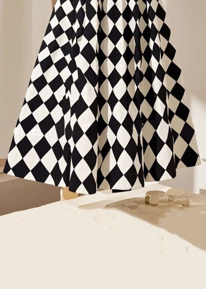 Linie Baumwolle Sommer Französisch Plaid EINE Taille Hohe röcke