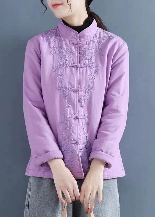 Manteau d'hiver en coton brodé violet français QO066