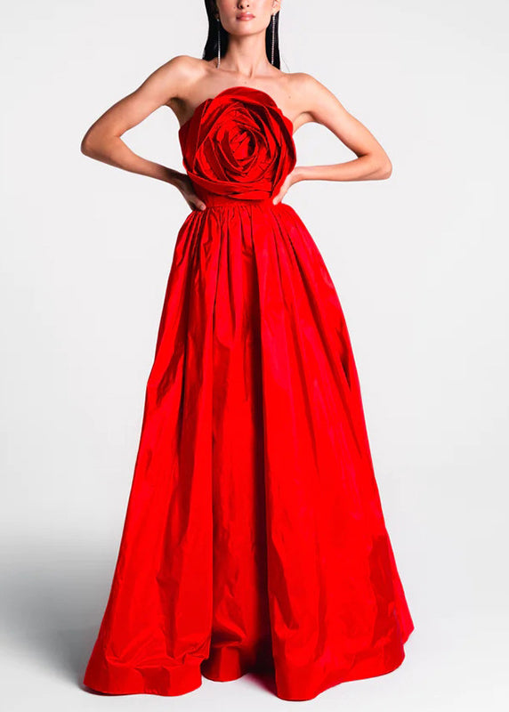 Robe rouge patchwork longue rose vacances été français épaules nues