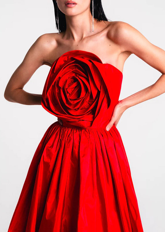 Robe rouge patchwork longue rose vacances été français épaules nues