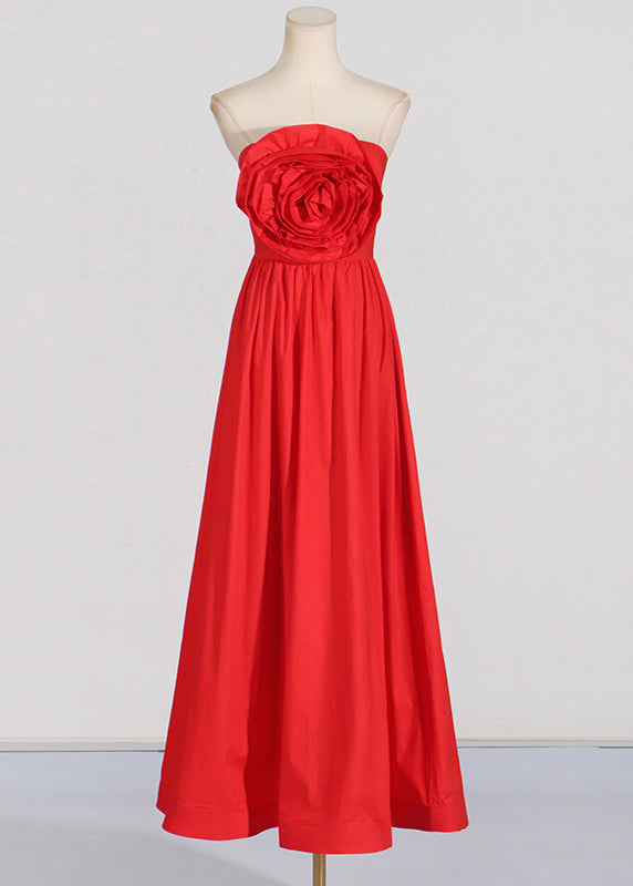 Robe rouge patchwork longue rose vacances été français épaules nues