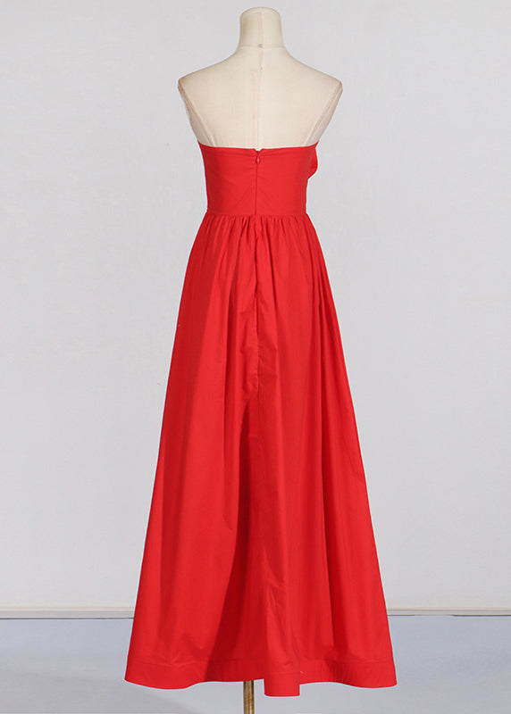 Robe rouge patchwork longue rose vacances été français épaules nues