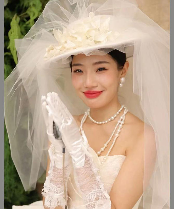 Stil Zubehör Französisch Hut Gedrehte Blume Organza Handarbeit