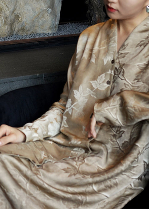 Chemises à col boutonné en soie, robes imprimées, automne français