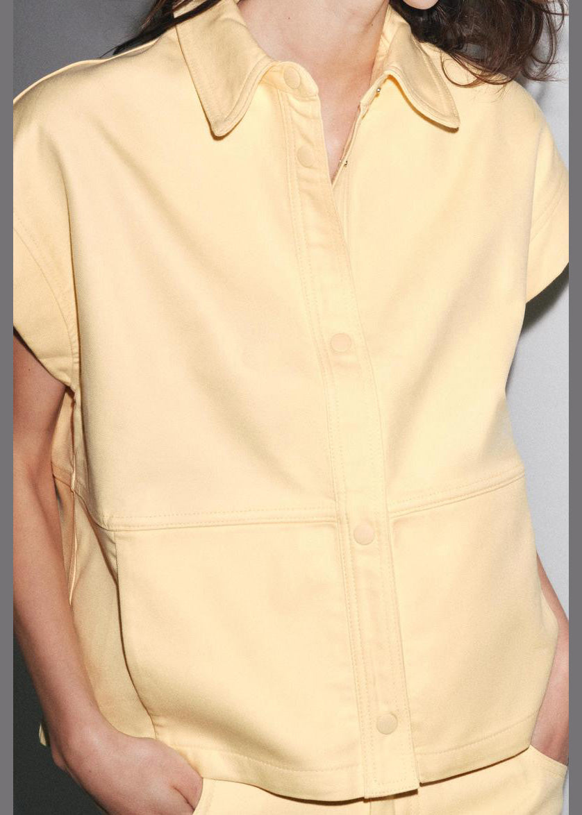 Two Pants And Pan Collar Pieces Peter Tops French Yellow Cotton