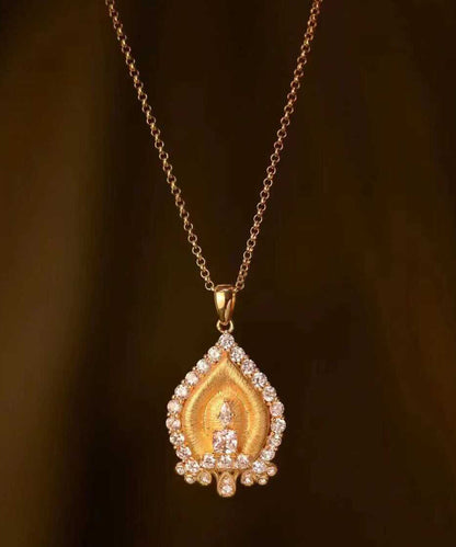 Gold Sterling Silver Overgild Zircon Pendant Necklace QI059