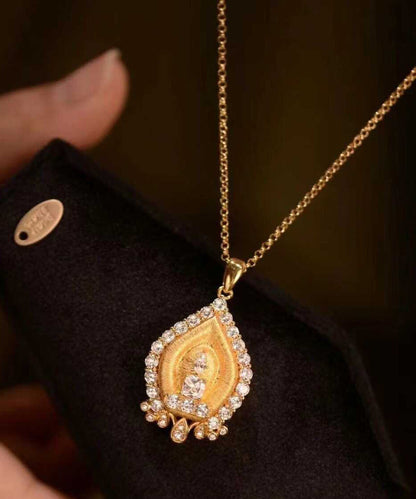 Gold Sterling Silver Overgild Zircon Pendant Necklace QI059