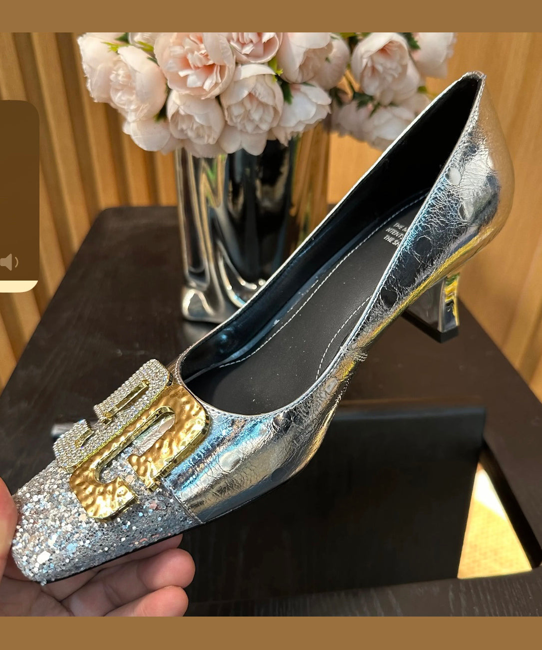 Chic Chunky Zirkon Splicing Toe Heels Square High Gold