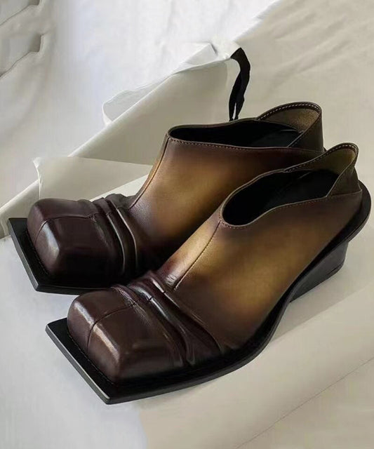 Farbverlauf Braun Splicing Klobige High Heels JJ015