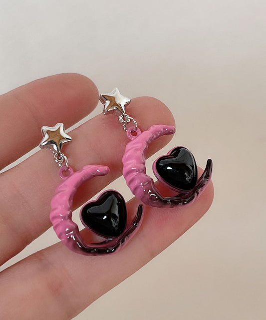 Goutte d'amour en alliage d'argent dégradé en verre sterling couleur rose lune