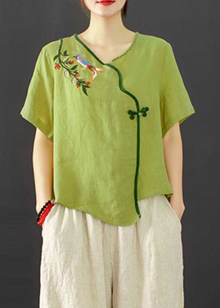 Embroidered Green Suit Grass Set Summer Oriental Piece Two