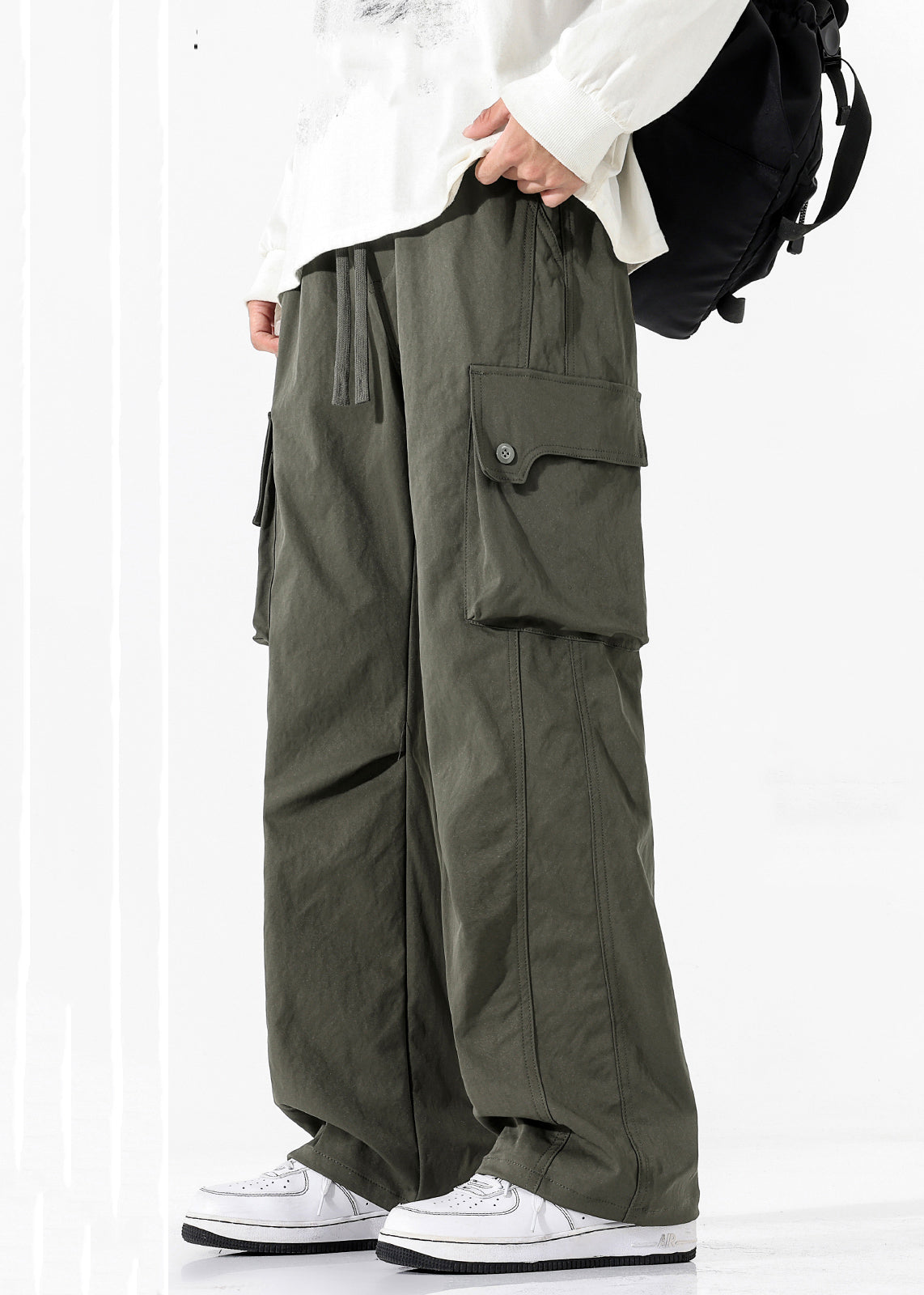 Hosen Herren Taschen Taille Lässig Frühling Elastisch Baumwolle Grün