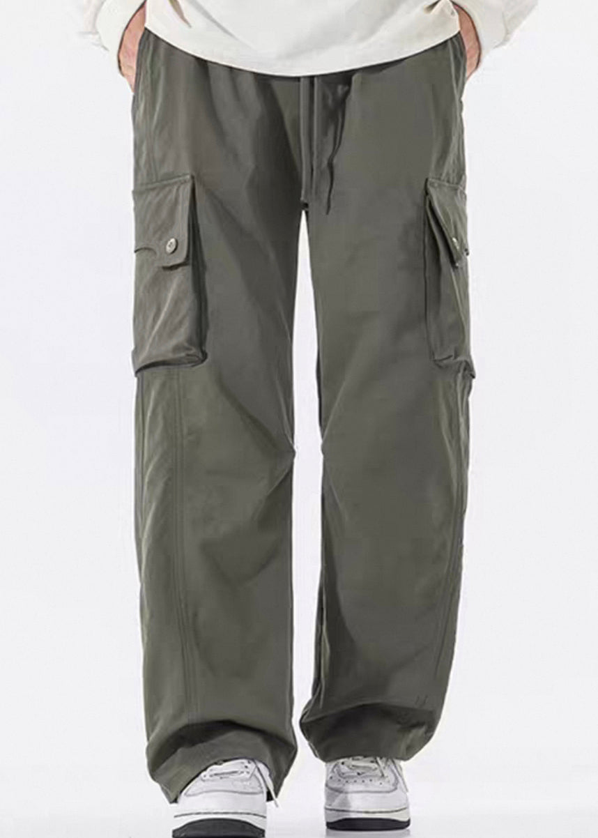 Hosen Herren Taschen Taille Lässig Frühling Elastisch Baumwolle Grün