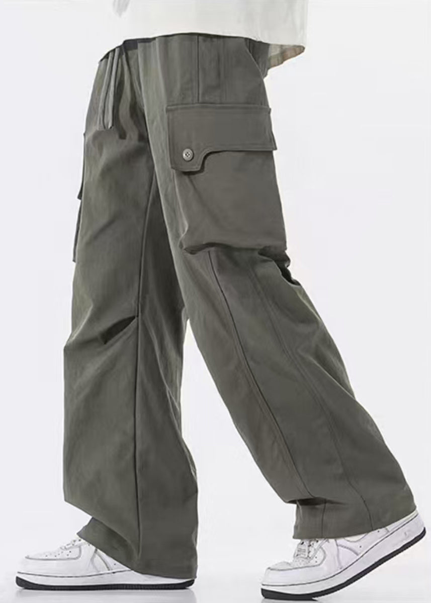 Hosen Herren Taschen Taille Lässig Frühling Elastisch Baumwolle Grün