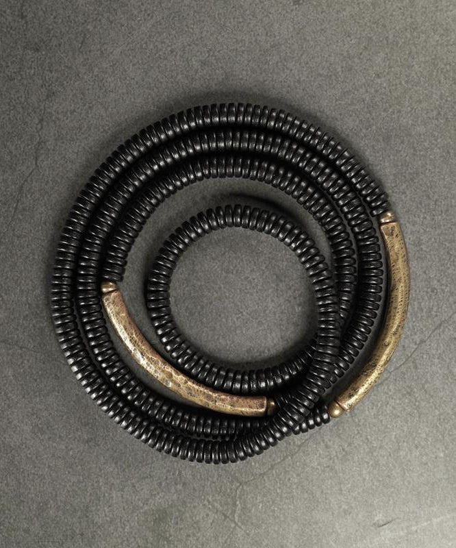 Wood Chain Black Ebony Layered Handmade Bracelet
