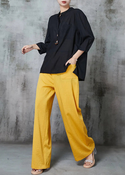 Handmade Black Oversized Pockets Linen Two Pieces Set Spring JK1010 Ada Fashion