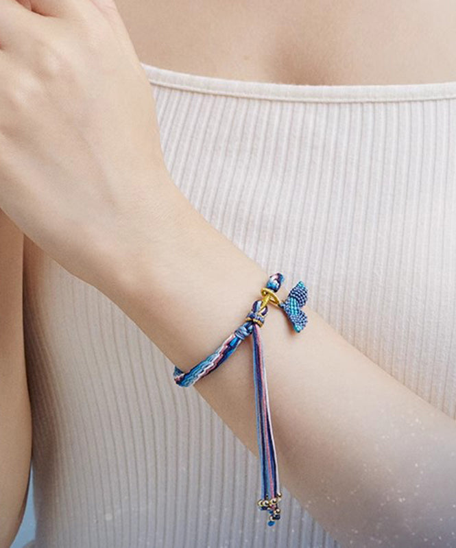 Fish Tail Weaving Rope Charm Tassel Handmade Colorful Blue