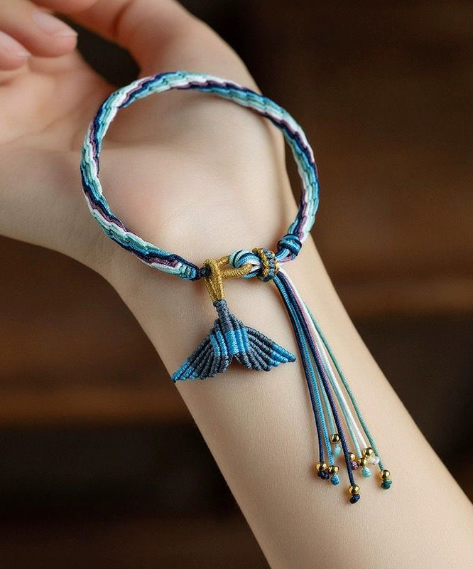 Fish Tail Weaving Rope Charm Tassel Handmade Colorful Blue