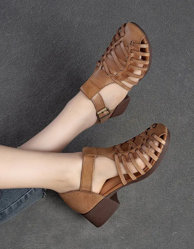 Handmade Close Toe Vintage Straps Sandals Ada Fashion