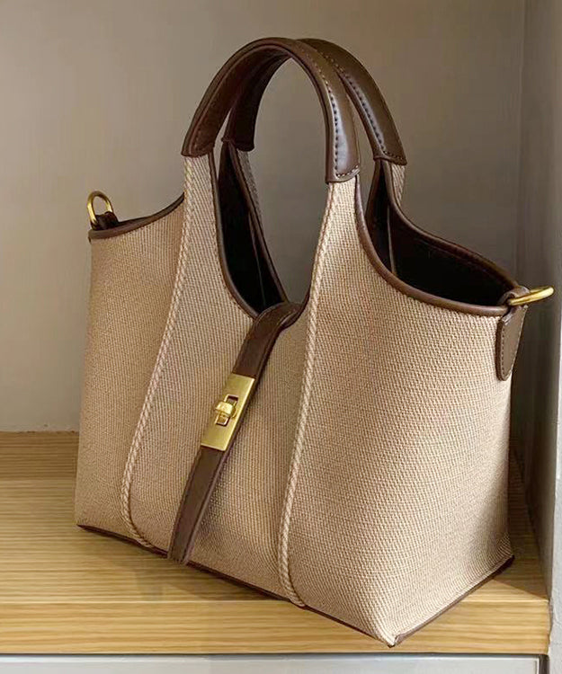 Handmade Khaki Durable Faux Leather Tote Handbag RB032