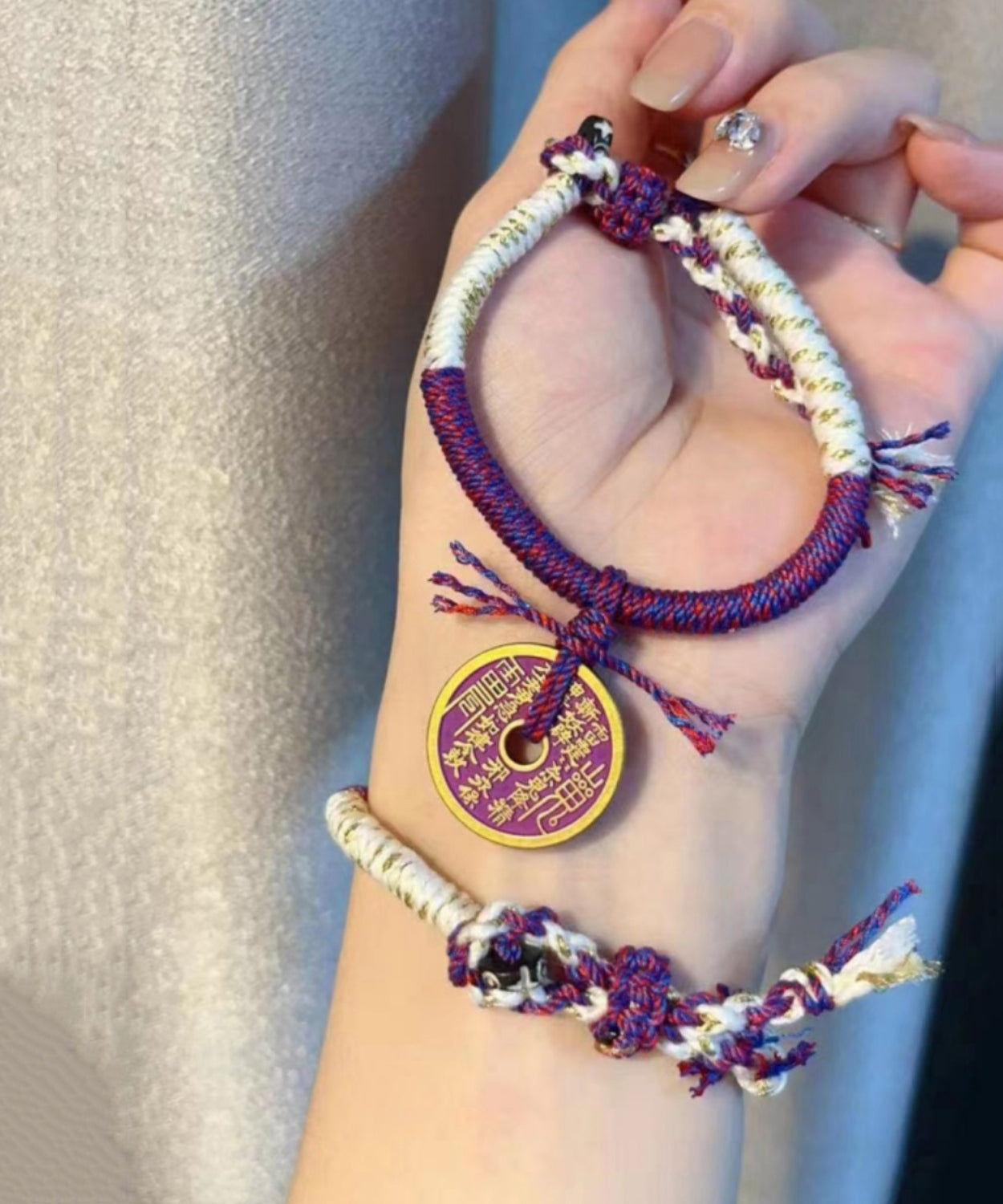Handmade Purple Hand Woven Tassel Charm Bracelet KX1028