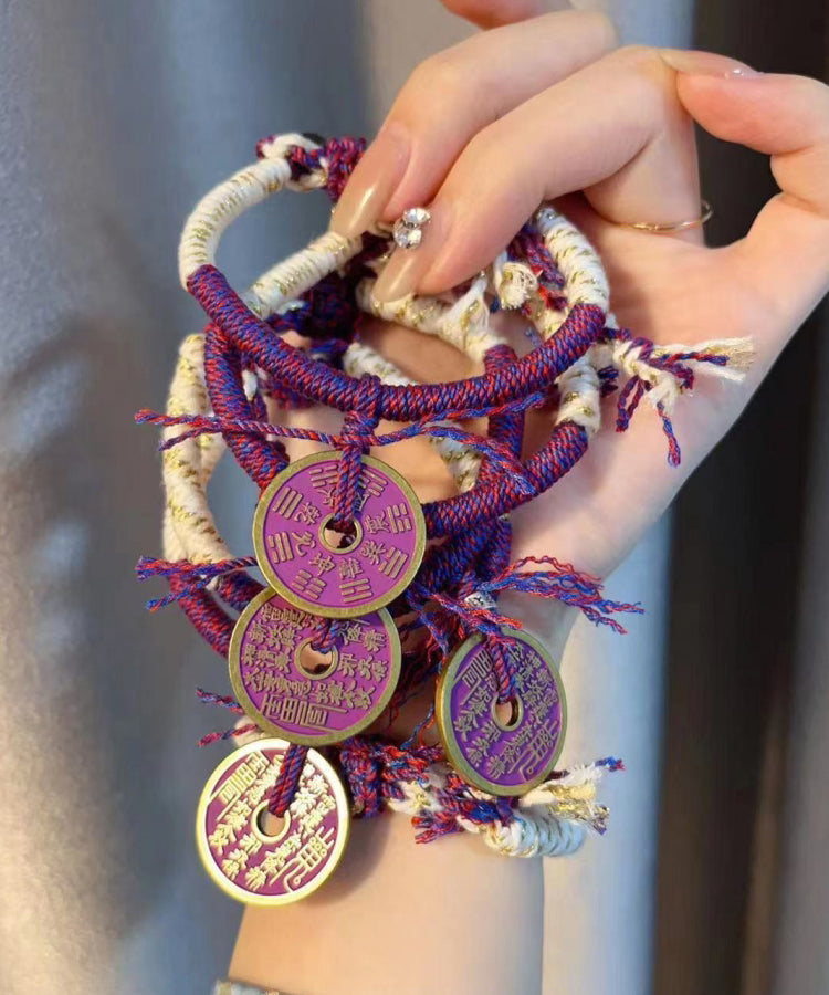 Handmade Purple Hand Woven Tassel Charm Bracelet KX1028
