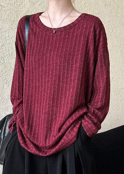 Handmade Red Patchwork T Shirt Fall QE067