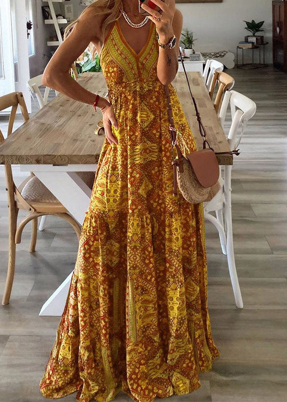 Neck Handmade Dress Cotton Red V Print Strap Summer Spaghetti